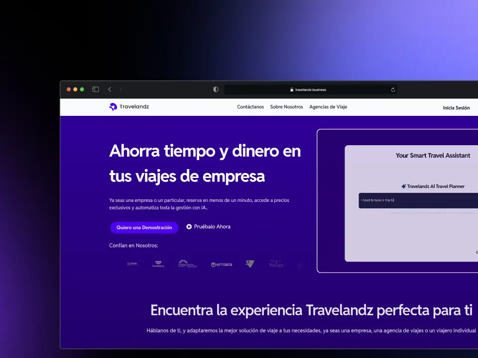 Travelandz Business Website Screenshot